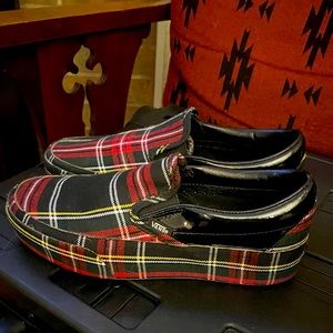 Vans Plaid Slip On Platforms w/Black Patent